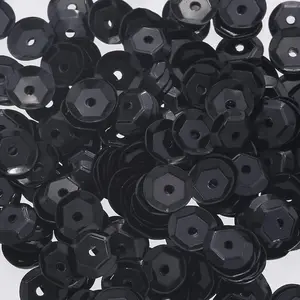 4500Pcs 6mm Loose Sequins Bulk Cup, Paillettes Glitter Round Embroidery Craft Sequins Spangles for Sewing Dress Bags Clothing Wedding Christmas Jewelry Making Crafts Decorations(23 Black)