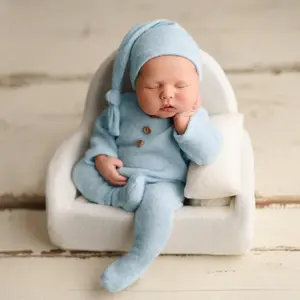 Newborn Photography Outfit, 1 Set Cute Footed Romper with Hat, Newborn Photography Props, Holiday Photography Dress Up Clothes