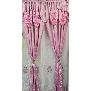 Luxury Bella 6PC Jacquard Curtain Set With Monalisa Embroidered Curtain
