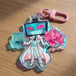 Hazbin Hotel Vox Vday Acrylic Keychain, TV Demon Bag Charms