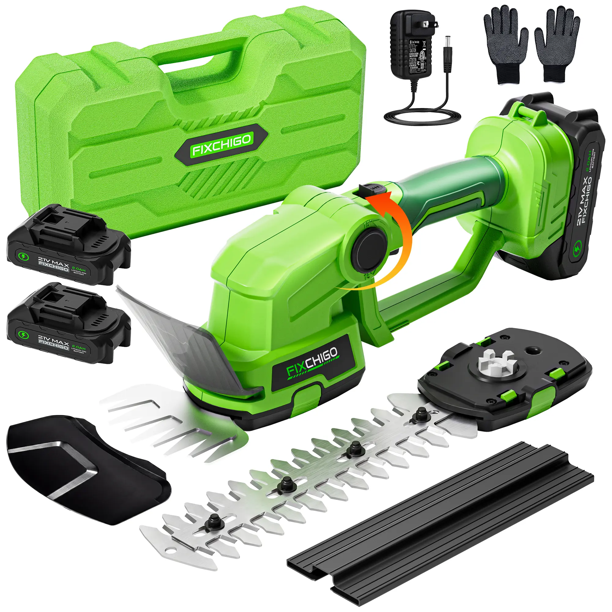 21V Power Cordless Hedge Trimmer - Compact 2-in-1 Handheld Electric Garden Pruning Tool with Hedge Trimmer Attachment, Grass Shears, Rechargeable Lithium Batteries, Charger, Safety Locks for Lawn Trimming Tasks (Ideal for Father’s Day)