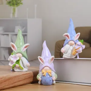 Resin Rabbit Dwarf Statue Set, Garden Gnome Statue, Indoor & Outdoor Decor, Perfect for Home Garden Wedding Easter Gift, No Power Needed, Party Decoration Props, Figurines