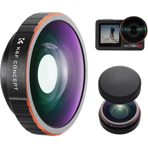 K&F CONCEPT Wide-Angle Lens Compatible with DJI Osmo Action 5 Pro, Screw On 185 °   Wider View Multi-Coated Optical Glass Action Camera Accessories for Osmo Action 4