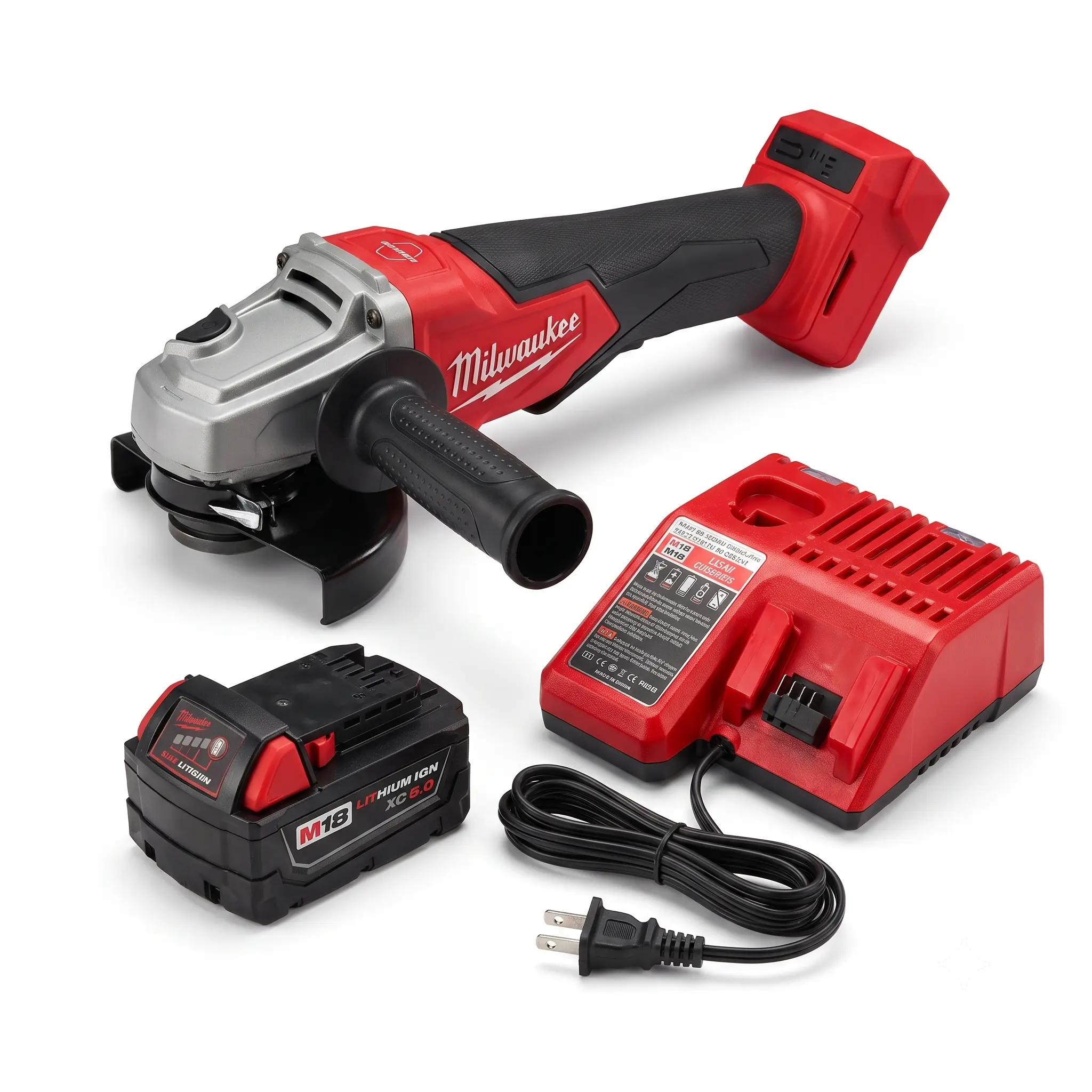 Milwaukee M18 Compact Angle Grinder Set with XC6.0 Battery, Dual-model Charger – Stable Power Output for Workshop Metal Processing, Cutting, Surface Grinding Tasks & Long-hour On-site Operation tools for mechanics mechanical repair portable