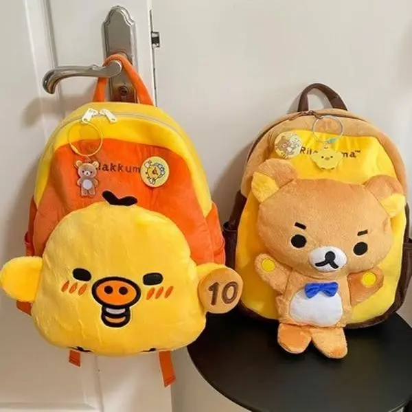 Cute Bear Plush Backpack, Kawaii Cartoon School Backpack for Girls, Large Capacity Student Bookbag, Soft Plush Travel Daypack, Casual College Backpack, Back to School