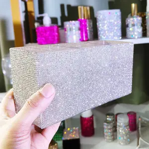 Luxurious Rhinestone Full Drill Storage Tube Pen Holder, Elegant Desk Organizer, Perfect for Office and Home Use, Stylish Stationery Accessory, Desk Accessories