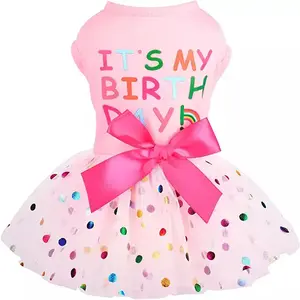 "It's My Birthday" Pink with Polka Dot Tutu Dog Dress
