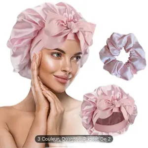 Satin Sleep Bonnet - Protect Your Curls Slay Your Mornings 3 Couleur Paquet De 2 Soft & Luxurious Hair Care