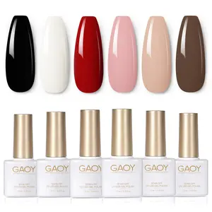 GAOY Classic Collection White Red Black Gel Nail Polish Set, 6 Colors Brown Pink Nude Soak Off UV Light Cure Gel Polish Kit for Salon and Nail Art DIY at Home