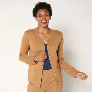 Jaclyn Smith Button-Front Long-Sleeve Sweater Jacket