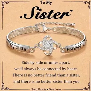 Mother's Day 'Badass Sister' Gift, 'Always My Sister Forever My Friend' Bangle Bracelet, 'Not Sisters by Blood But Sisters by Heart' Women Jewelry Present from Brother BFF [No Card Included] ha  sisters  gifts