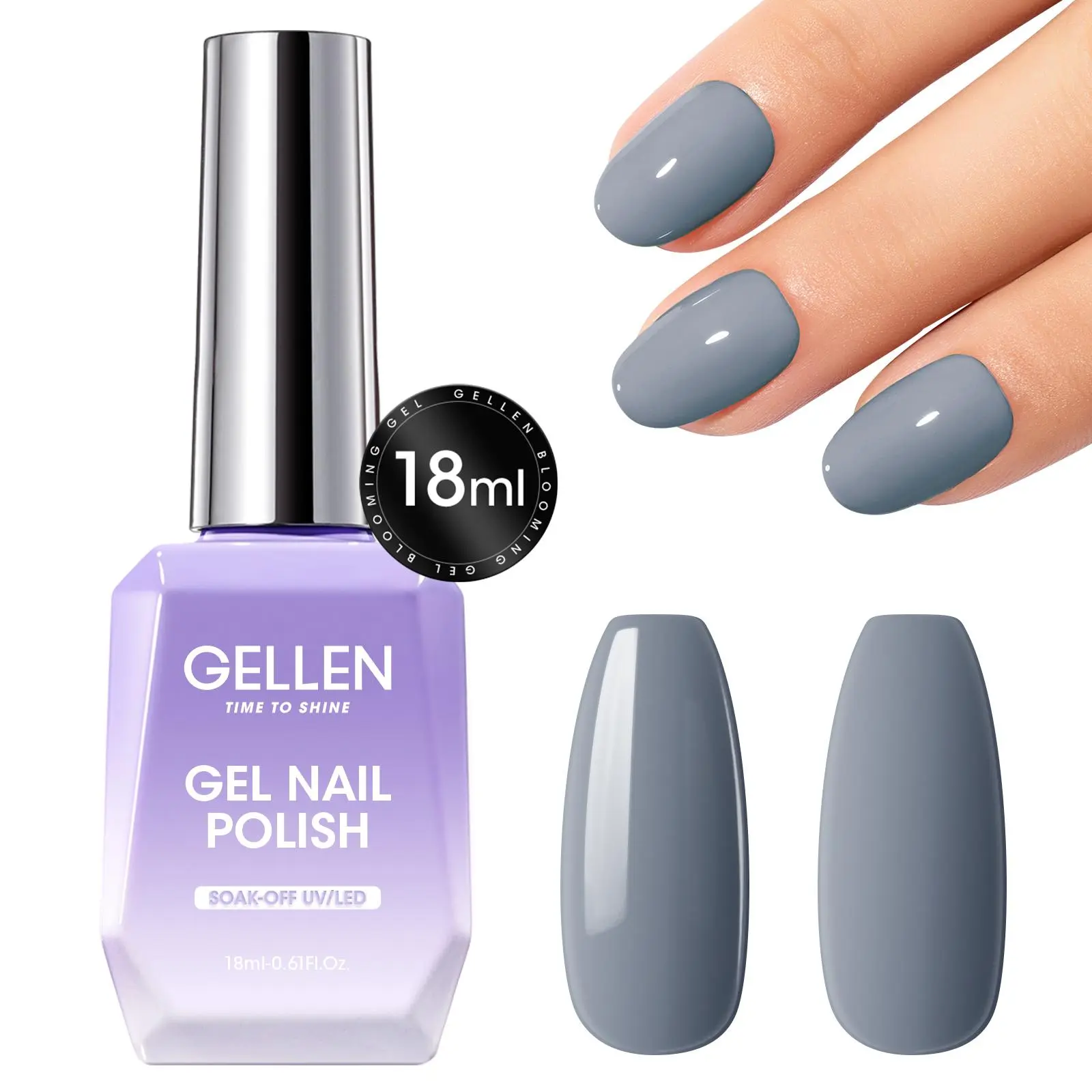 Gellen Gentle Peel-Resistant Gray Soak-Off LED-Curable Nail Polish ...