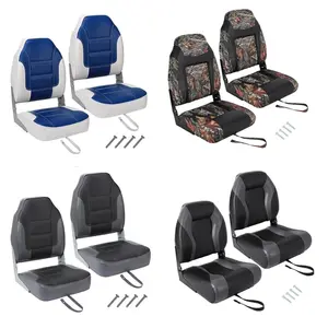 2-Pack Folding Boat Seats, High Back Boat Seats with Thickened Sponge Padding and Aluminum Hinge, 23.2"x15.5" Thick Elastic Cushio Boat Chair,Waterproof Jon Boat Seats, Fold-Down Boat Captain Chairs for Fishing, Sightseeing