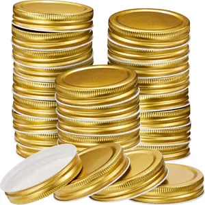 30 Packs Mason Jar Lids Bulk Regular Mouth Canning Lids Leak Proof Secure Mason Storage Solid Caps(Gold,Steel)