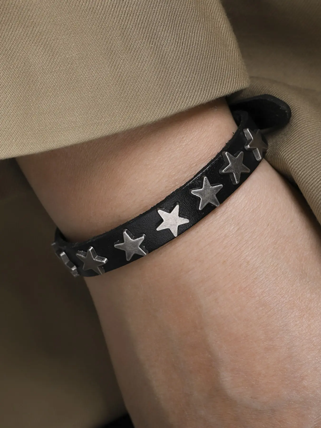 Punk Vintage Star Leather Bracelet Bangle, New Style Bar Street Dance Accessory, Fashion Jewelry for Men and Women