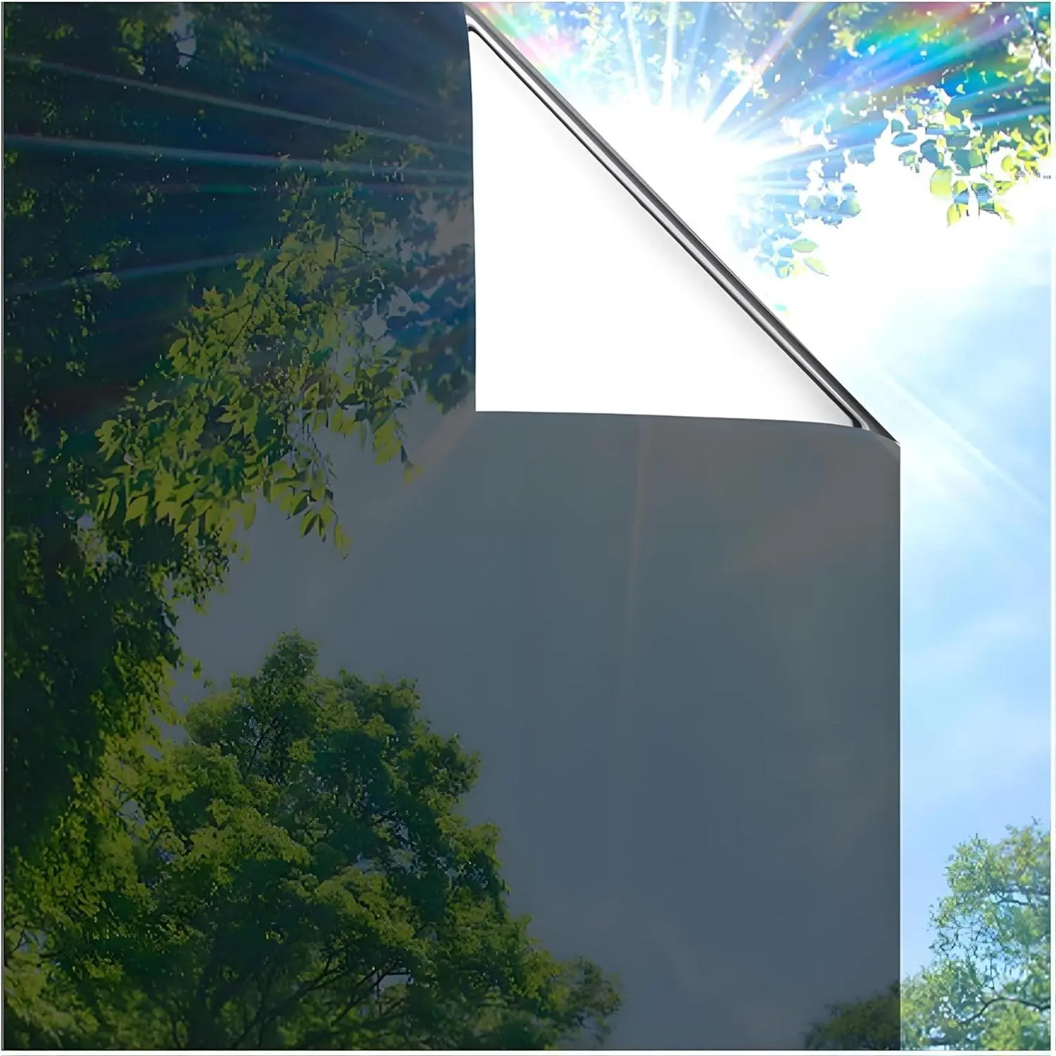 One Way Privacy Window Film, Sun Blocking Reflective Window Film See Out Not in, Heat Control Window Tint for Home, Anti UV Static Cling for Windows Office Door (Black, 17.7 x 78.7 inches)