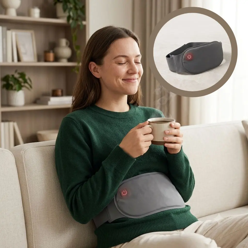 Portable USB-Powered Electric Heating Belt, Waist Massager with Lumbar Support - Adjustable Waist Massager Belt with 3 Heat Settings, 3-in-1 (Heating/Massage/Waist Support), Christmas And Halloween Gifts for Men And Women