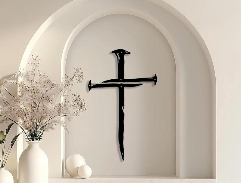 Wall Cross Jesus Crosses Wall Decor Religious Metal Wall Art Minimalist Decorations for Church Home Office Baptism Decor Gift for a Christian