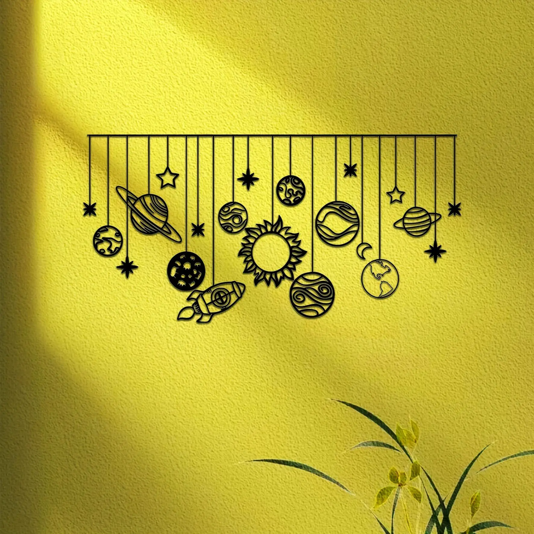 Solar System Pattern Wall Art, Modern Metal Wall Decor, Creative Home Decor Ornament, Wall Hanging Decor for Home Office Living Room Bedroom