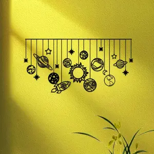Solar System Pattern Wall Art, Modern Metal Wall Decor, Creative Home Decor Ornament, Wall Hanging Decor for Home Office Living Room Bedroom