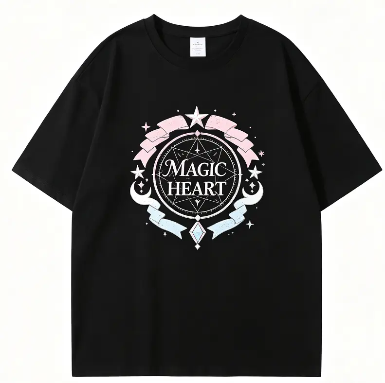 Magic Heart Graphic T-Shirt,  Magical Girl Womens Black Tee