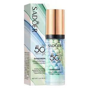 SPF 50 PA+++ 3-in-1 Color Correcting Serum, Moisturizing Brightening Face Primer, Oil Control, Refreshing Formula, Lime Blue & Green Shades to Even Skin Tone