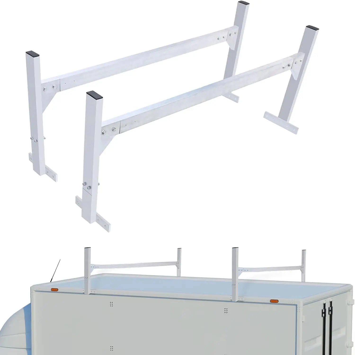 VEVOR Trailer Ladder Rack, 51.2" to 81.1" Adjustable Ladder Racks for Van, 400 LBS Capacity Aluminum Alloy Roof Racks, Drilling Van Ladder Rack for Open and Enclosed Trailers, 2 Pcs