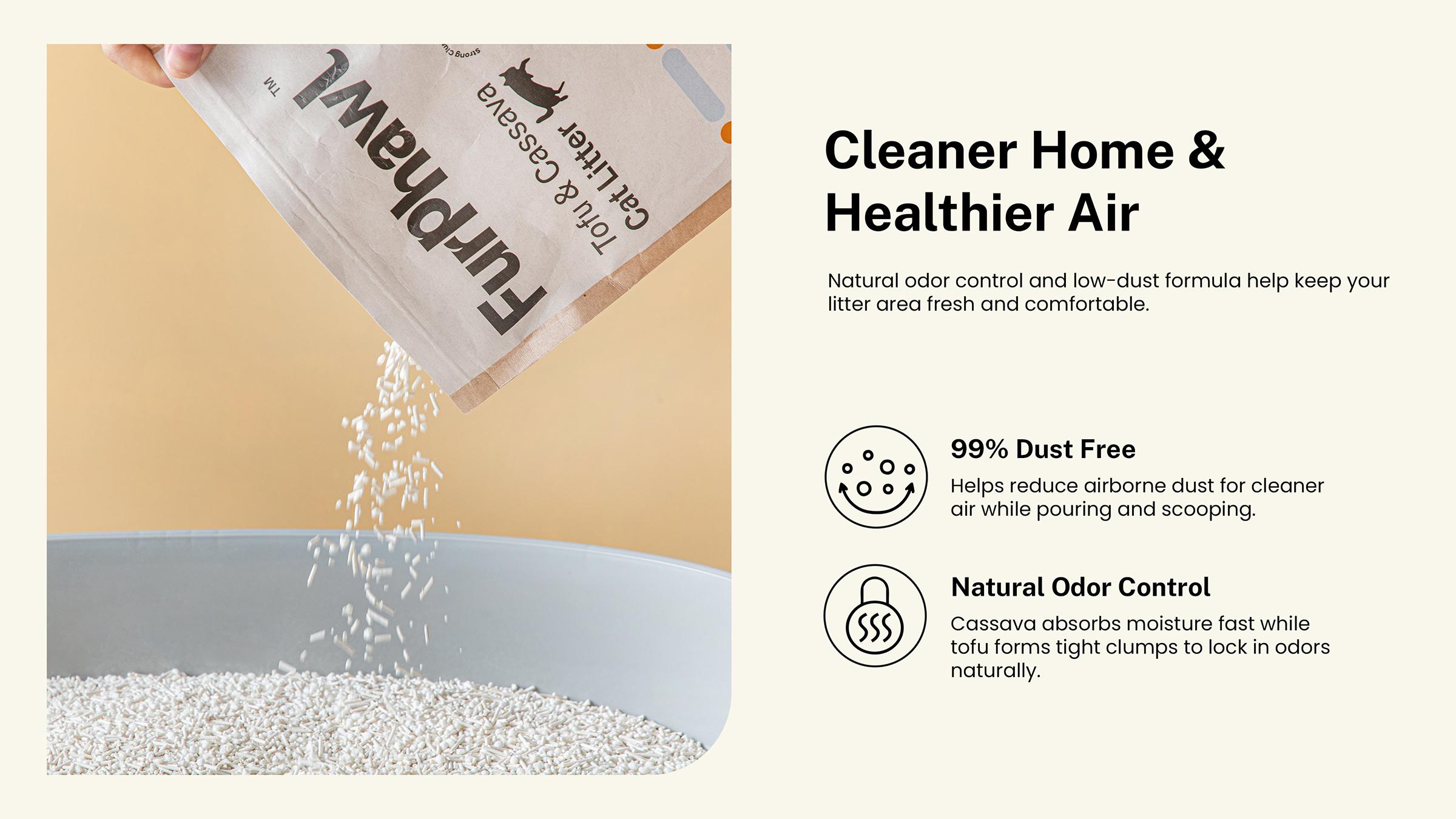 FurPhawl – Cassava & Tofu Cat Litter, Non-stick, Quick Clumping, Tapioca cat litter, 100% Natural, Low Dust, Low Tracking, Safe for Self Cleaning Cat Litter Box, Odor Control