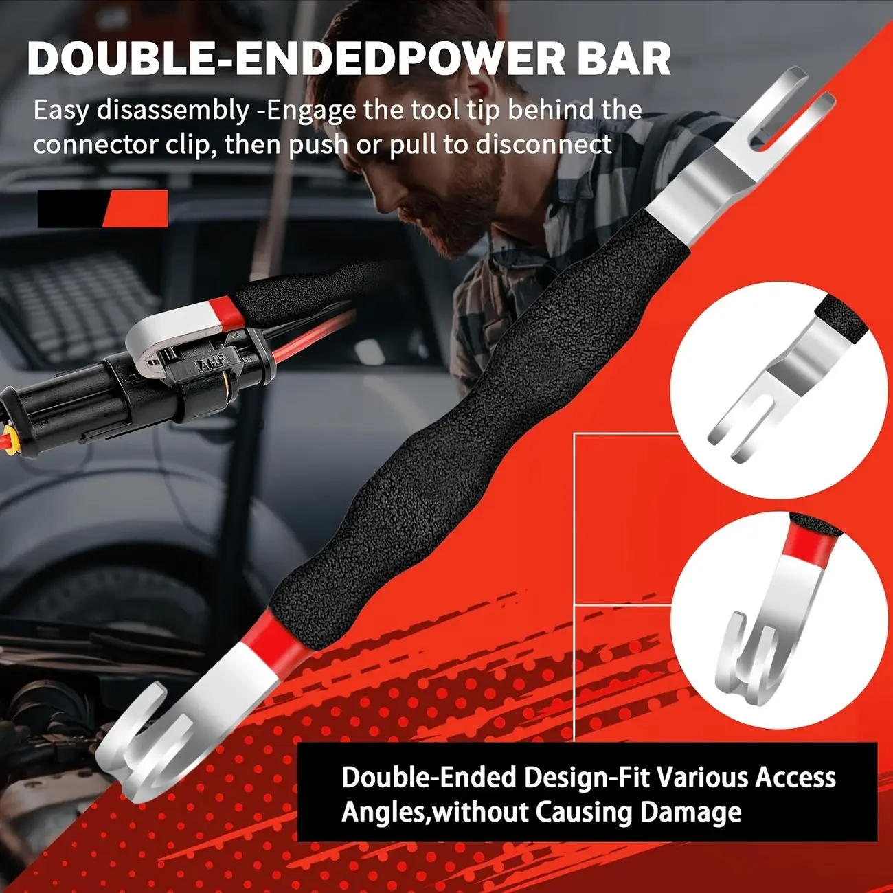 5-piece automotive electrical disconnect tool set — high carbon steel 60° connector separator, hose clamp pliers, hose removal tools, terminal removal tools, includes portable storage bag, Father’s Day gift