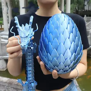 2pcs 3D Printed Giant Dragon & Egg Set, 1 Big 1 Small, Random Color, Unique Home Decor, Perfect for Party Halloween Christmas Decoration