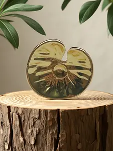 New Trendy Dew Lily Copper Gold Plated Wide Band Ring, Adjustable Open Design, Simple Unique Style, Suitable for Daily Wear and Gifts