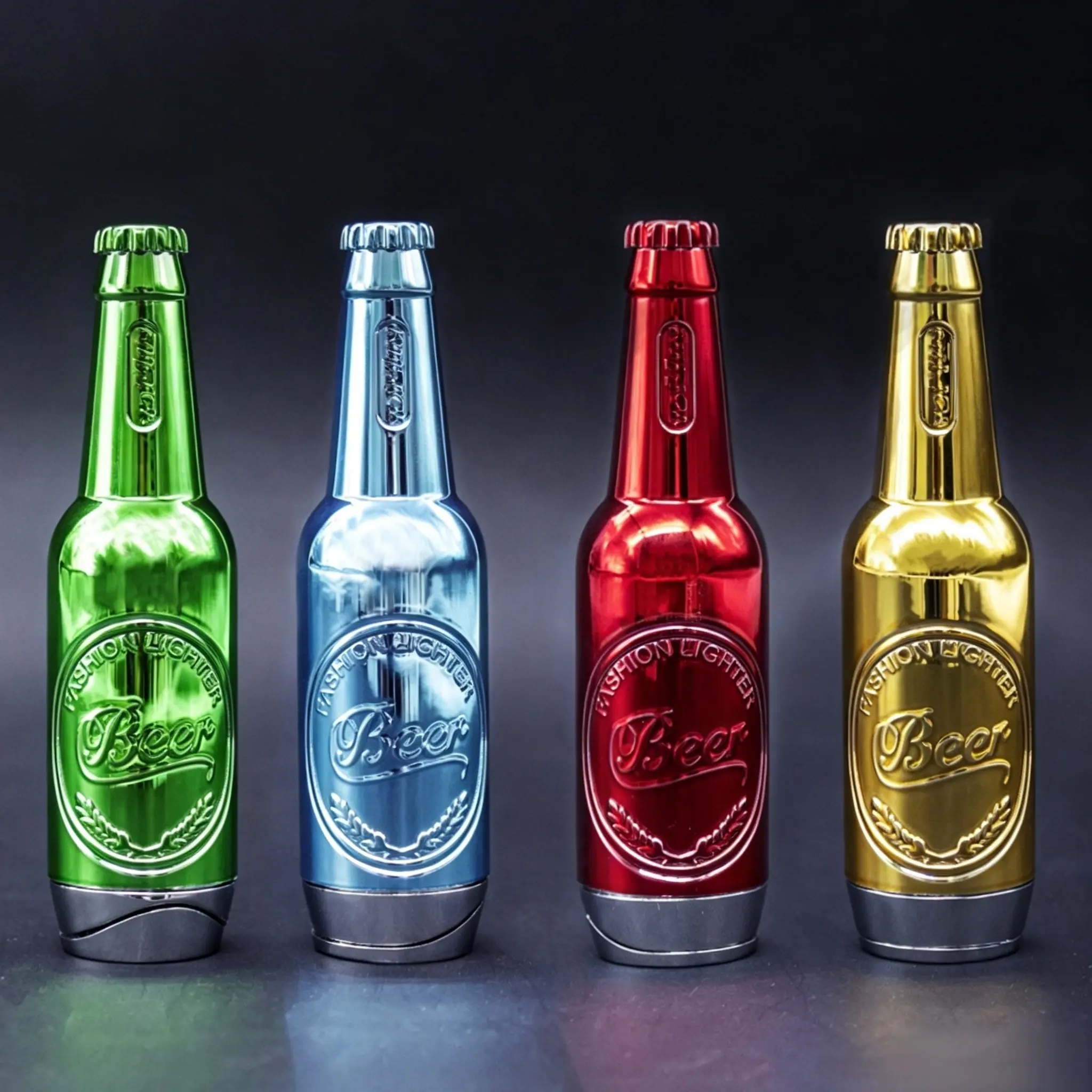 Mini Butane Lighter - 8.4*1.9*1 cm Beer Shape Metal-Plastic Fire Starter with Butane Fuel, Creative Look Kitchen Gadget, Decorative Accessory for Adventure Lovers, Fun Collection Gift