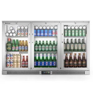 Beverage Refrigerator with 3 Doors, Commercial Back Bar Cooler for Beer Soda Wine, Counter Height Undercounter Display Fridge for Bar/Home