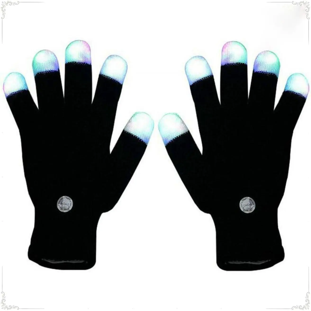 Winter LED Light-Up Finger Gloves for Teens and Adults, Color-Changing Fabric Gloves for Parties, Halloween and Christmas Events, Festivals, and Fun Holiday Gifts