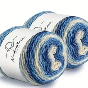 Nameknit Blue & Cream Gradient Yarn - Soft Touch, Perfect for Knitting & Crochet Projects