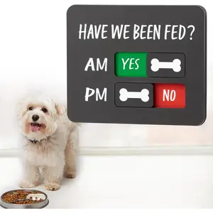 Magnetic Pet Feeding Reminder Sign, Acrylic Slider Feeding Tracker for Dog & Cat, AM PM Daily Feed Chart with Yes/No Option, Fridge Mounted Have We Been Fed Board, Practical Pet Care Gift for Pet Owners puppy food chart puppy feeding schedule chart