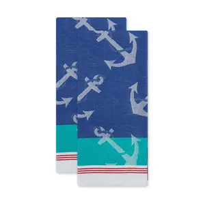 Design Imports Set of 2 Anchors Away Jacquard K itchen Towels