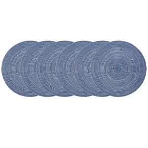 Set of 6 Round Woven Table Mats, 15 Inch Cotton Polyester Dining Table Pads, Perfect for Holiday Parties, Durable and Stylish Design