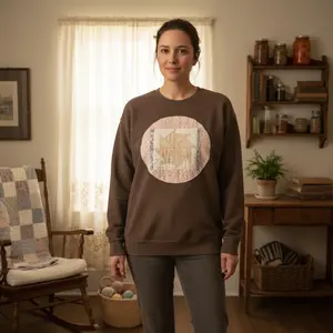 Spring Quilt Patch Crewneck • Pastel Patchwork Sweatshirt • Cozy Appliqué Pullover