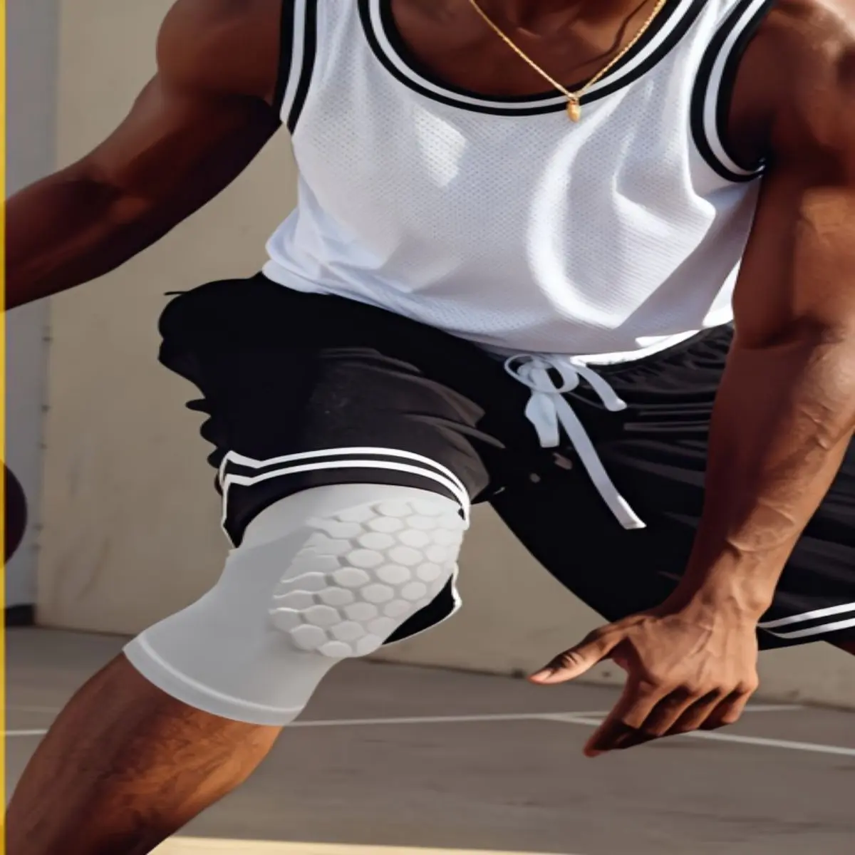 2pcs/set Tight Breathable Honeycomb Support Basketball Knee Supports - High Elastic Quick-Dry Sports Leg Sleeves, Professional Training Gear for Men & Students