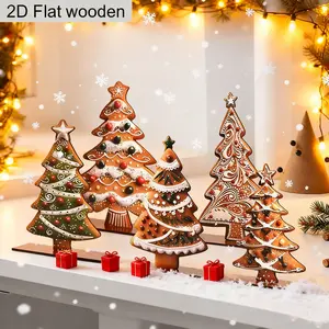 Rustic Christmas Gingerbread Man Tree Shape Wooden Decor Set of 5, Kitchen Decoration, Restaurant Centerpiece, Shelf Decor, Holiday Home Decor, Ornaments Decor