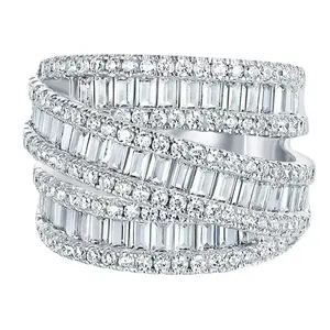 Triple Row Iced Out Ring - Baguette & Round CZ Hip Hop  | Retro Luxury Unisex Jewelry