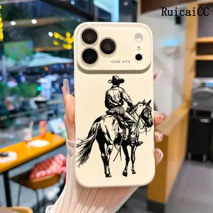 Western Cowboy Riding Horse Protective Phone Cover, Aesthetic Casing for iPhone 17 Pro Max, 16, 15 Plus, 14, 13, 12 Series, Full Camera Lens Protection, Shockproof, Drop-Resistant, Durable Mobile Accessories