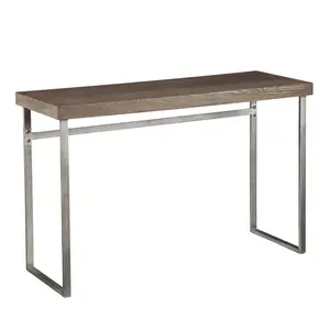 360 stand 46 in Rectangular Metal Sled Console Table - Wood & Metal, Weathered Look, Gray, Brown, Silver, Stands Free, Gray Contemporary Table (Model 402372)