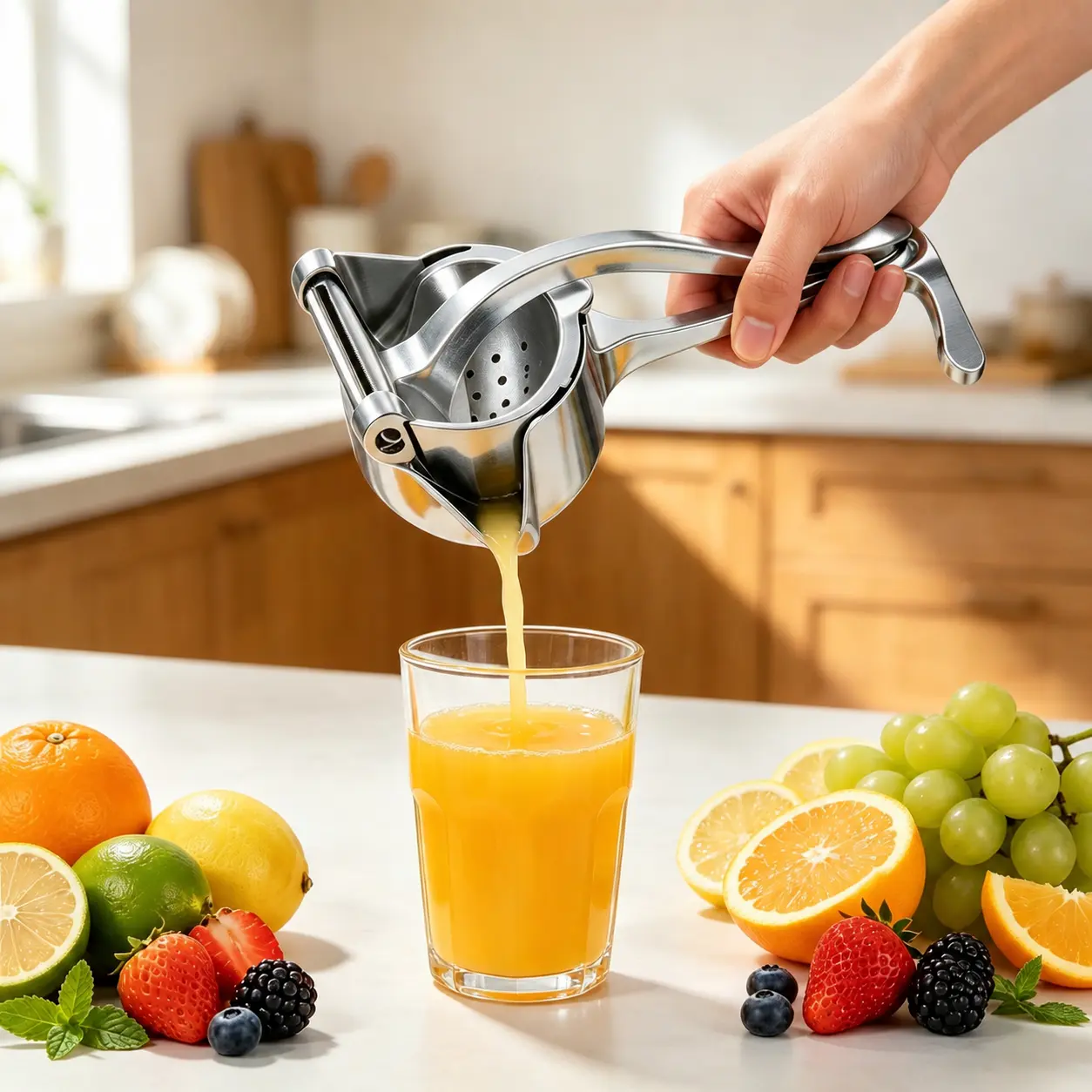 Multi-functional manual juicer, made of stainless steel, easy to disassemble and clean, a must-have for kitchens and parties, the perfect choice for extracting fresh juice