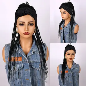 Fashion Long Braided Wig with Headband Synthetic Heat Resistant Hair Replacement Wig for Girls