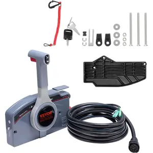 VEVOR Boat Throttle Control, 703-48205-16 Side-Mounted Outboard Remote Control Box, Features Power Trim Switch, 16.6 ft Harness 10 Pin, and Lanyard, Marine Throttle Control Box for Yamaha 4-Stroke