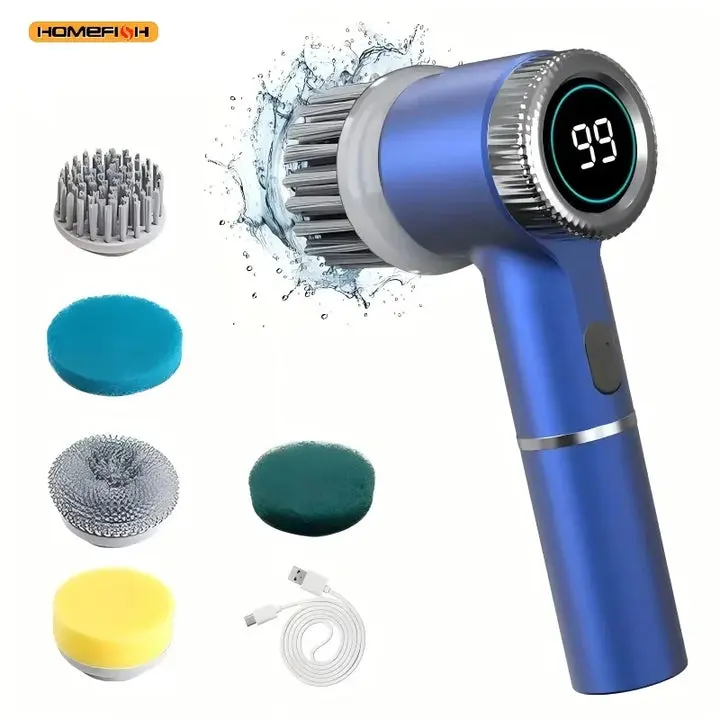 Electric Spin Scrubber, 1-in-1 Household Cleaning Tool with Disinfectable Feature and Cleaning Diamond-Carbide Bits