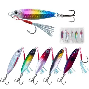 2026 New 6Pcs 15g Saltwater Fishing Lures with Box Reflective Jigs Spoon Lure with Ultra-Sharp Treble Hooks Ocean Salt Water Lures for Tuna Salmon Grouper Snapper Trolling & Jigging