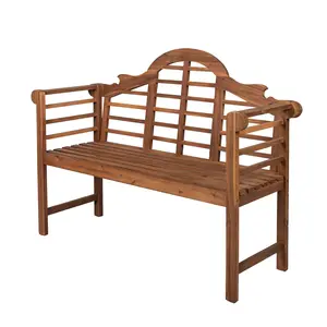 JONATHAN Y Lutyens 51.2" 3-Seat Arched 600-Lbs Support Acacia Wood Outdoor Garden Patio Bench